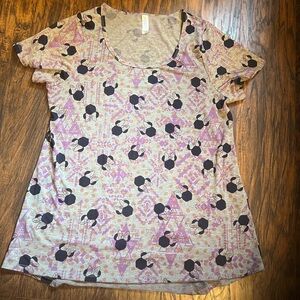LuLaRoe Short Sleeve Top with Black and Pink Pattern